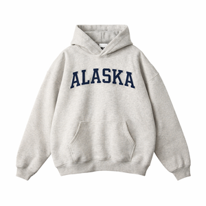 Alaska State Pride Hoodie in Oat Gray / Navy