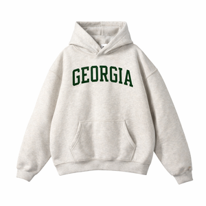 Georgia State Pride Hoodie in Oat Gray / Forest Green