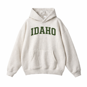 Idaho State Pride Hoodie in Oat Gray / Forest Green