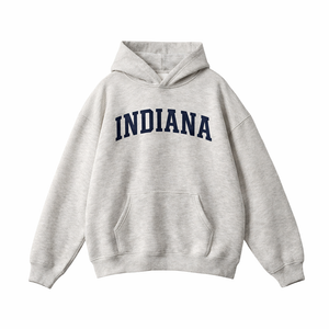 Indiana State Pride Hoodie in Oat Gray / Navy