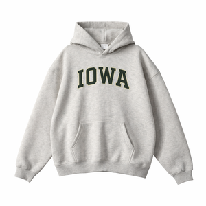 Iowa State Pride Hoodie in Oat Gray / Forest Green