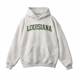 Louisiana State Pride Hoodie in Oat Gray / Forest Green