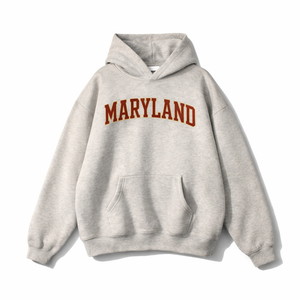 Maryland State Pride Hoodie in Oat Gray / Dull Red