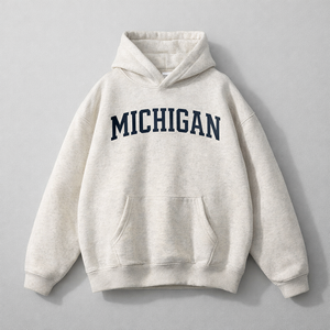 Michigan State Pride Hoodie in Oat Gray / Navy