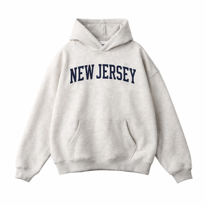New Jersey State Pride Hoodie in Oat Gray / Navy