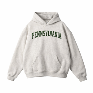 Pennsylvania State Pride Hoodie in Oat Gray / Forest Green