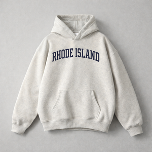 Rhode Island State Pride Hoodie in Oat Gray / Navy