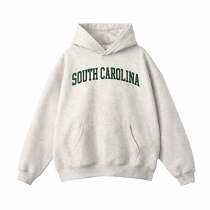 South Carolina State Pride Hoodie in Oat Gray / Forest Green