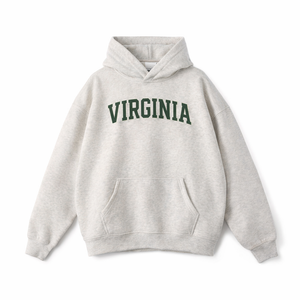 Virginia State Pride Hoodie in Oat Gray / Forest Green