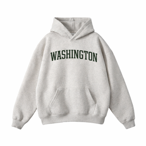 Washington State Pride Hoodie in Oat Gray / Forest Green