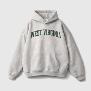 West Virginia State Pride Hoodie in Oat Gray / Forest Green