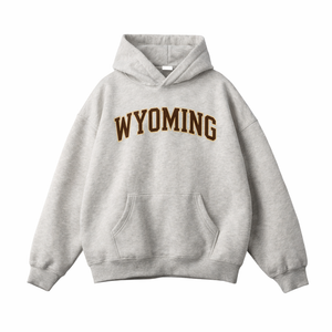Wyoming State Pride Hoodie in Oat Gray / Brown
