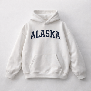 Alaska State Pride Hoodie in White / Navy