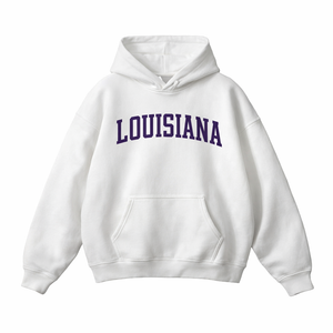Louisiana State Pride Hoodie in White / Purple