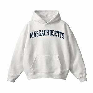 Massachusetts State Pride Hoodie in White / Navy