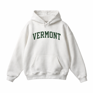 Vermont State Pride Hoodie in White / Forest Green