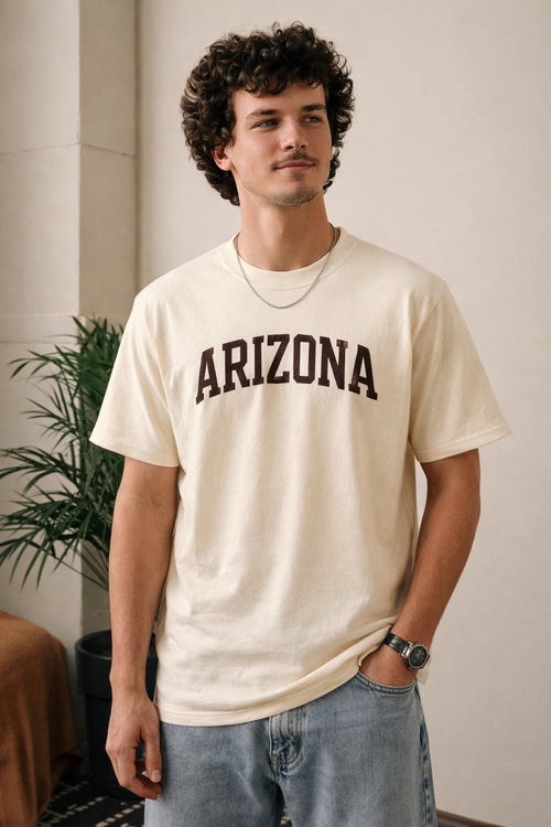 Arizona State Pride T-Shirt in Cream / Brown — lifestyle 1