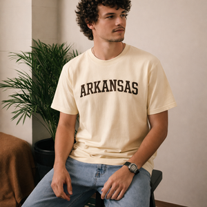 Arkansas State Pride T-Shirt in Cream / Brown — lifestyle 2