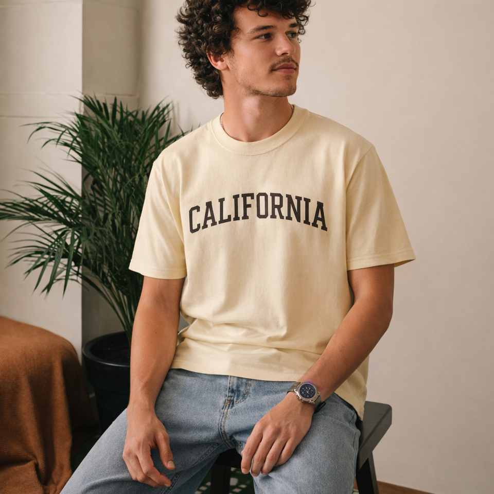 California State Pride T-Shirt in Cream / Brown — lifestyle 2