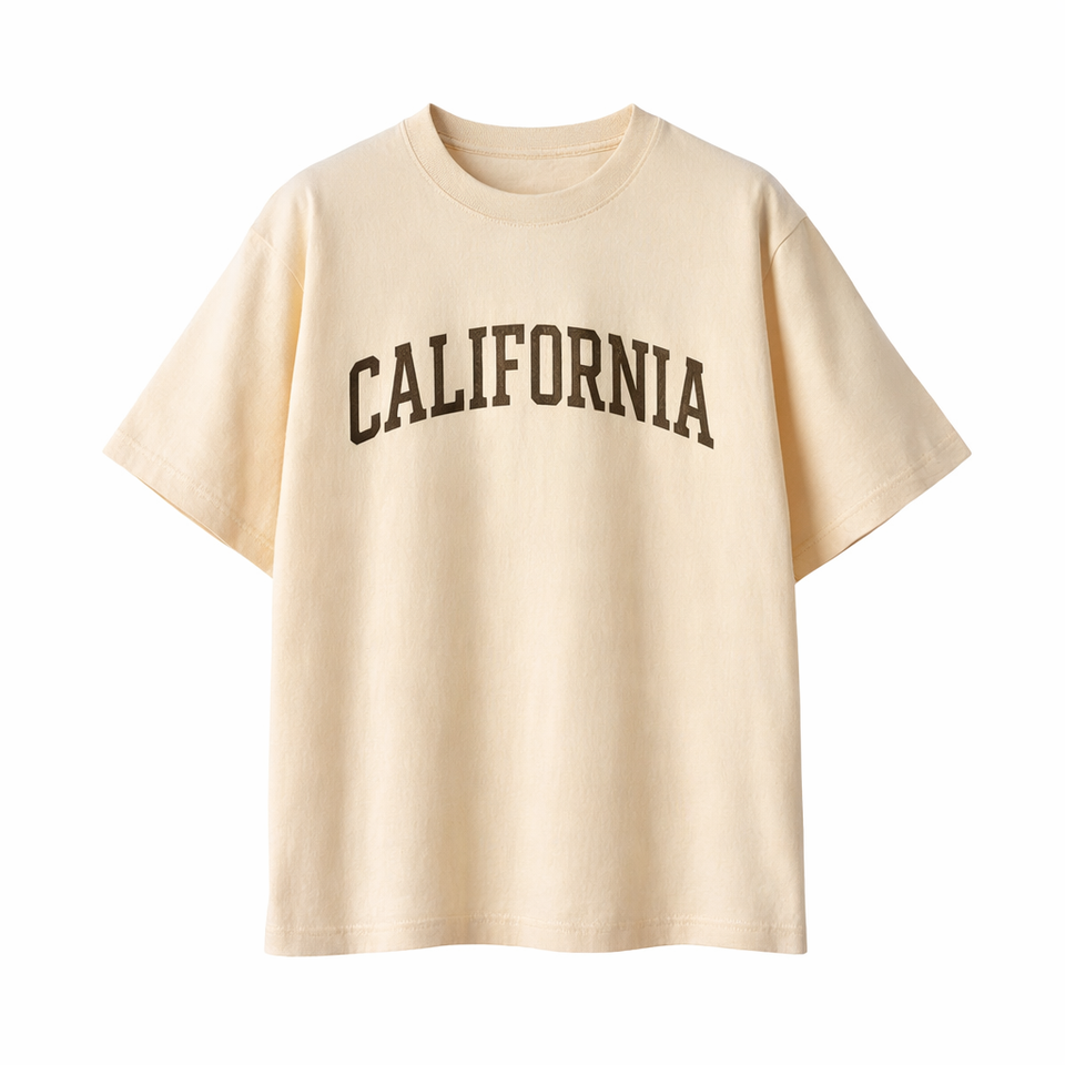California State Pride T-Shirt in Cream / Brown