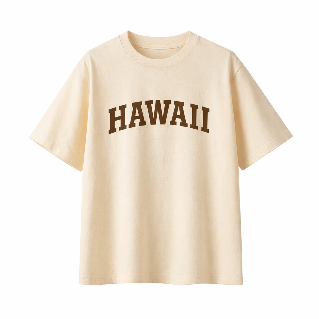 Hawaii State Pride T-Shirt in Cream / Brown