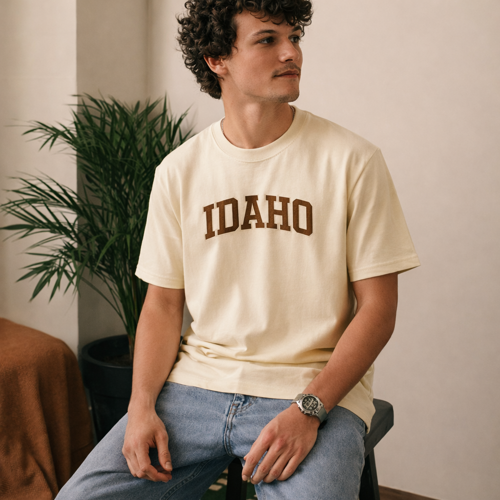 Idaho State Pride T-Shirt in Cream / Brown — lifestyle 2