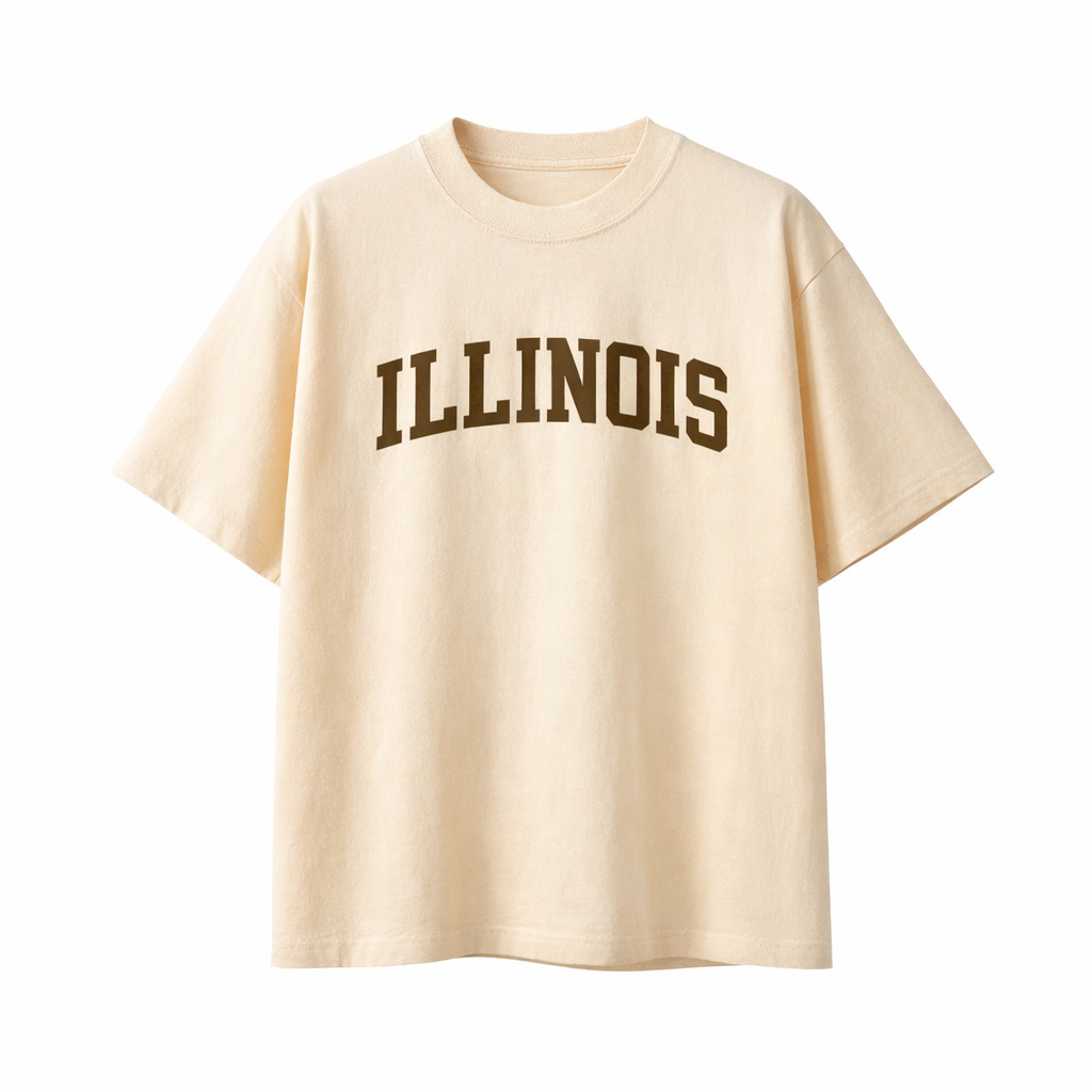 Illinois State Pride T-Shirt in Cream / Brown