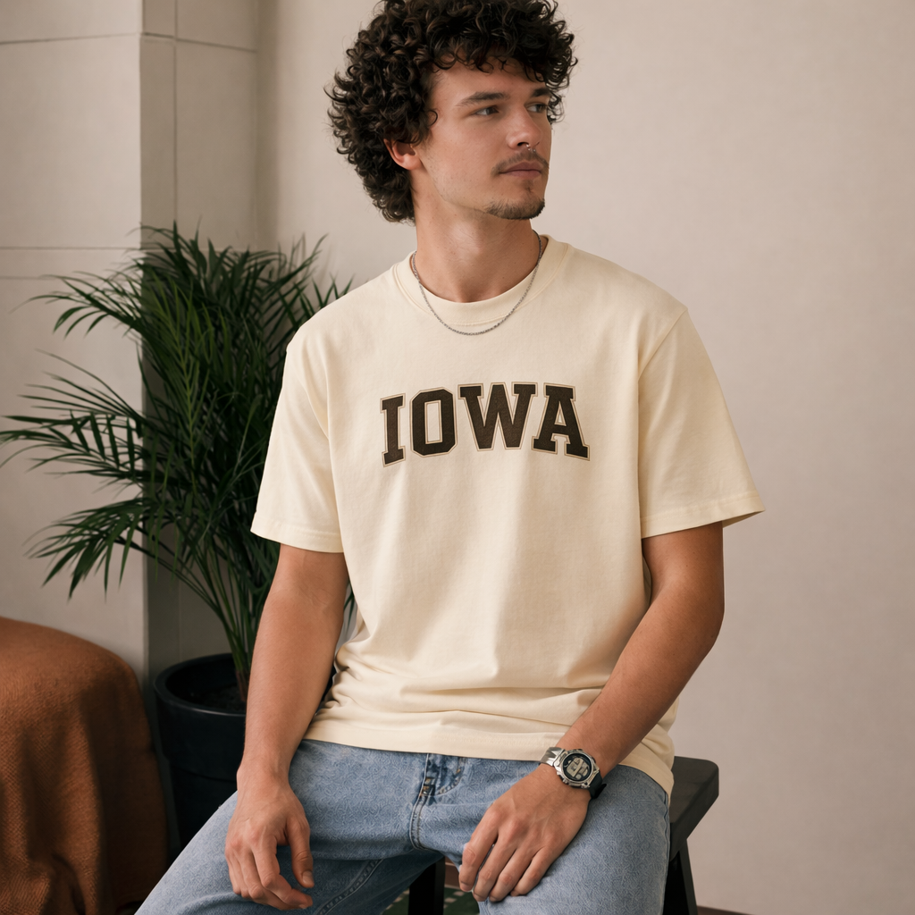 Iowa State Pride T-Shirt in Cream / Brown — lifestyle 2
