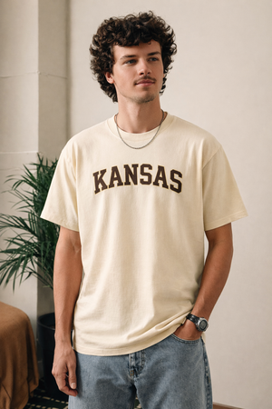 Kansas State Pride T-Shirt in Cream / Brown — lifestyle 1