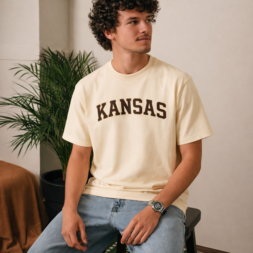 Kansas State Pride T-Shirt in Cream / Brown — lifestyle 2