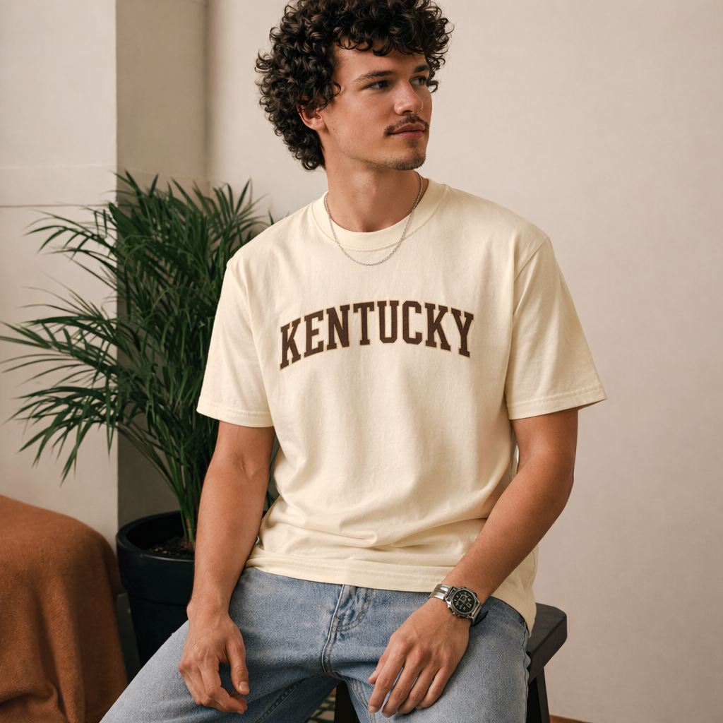 Kentucky State Pride T-Shirt in Cream / Brown — lifestyle 2