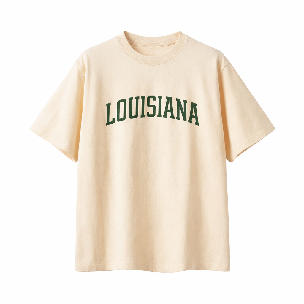 Louisiana State Pride T-Shirt in Cream / Forest Green