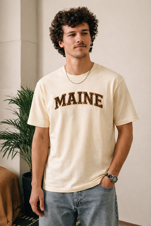 Maine State Pride T-Shirt in Cream / Brown — lifestyle 1