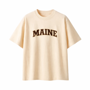 Maine State Pride T-Shirt in Cream / Brown