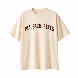 Massachusetts State Pride T-Shirt in Cream / Brown