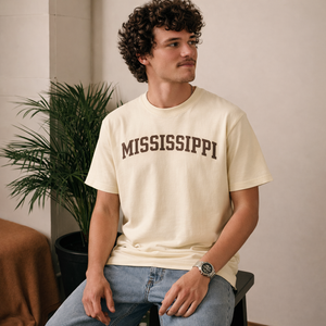 Mississippi State Pride T-Shirt in Cream / Brown — lifestyle 2