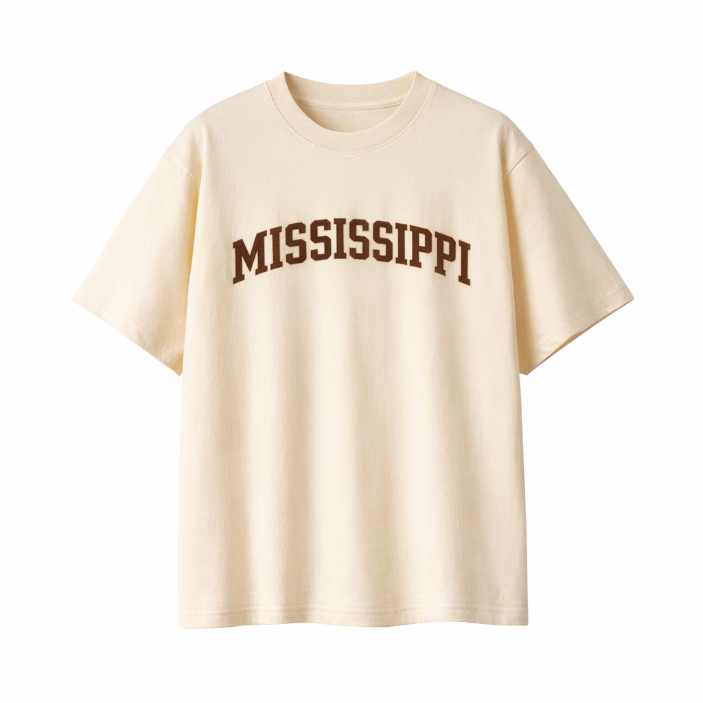 Mississippi State Pride T-Shirt in Cream / Brown