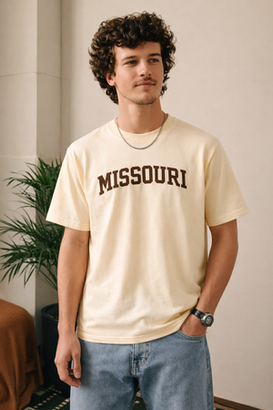 Missouri State Pride T-Shirt in Cream / Brown — lifestyle 1