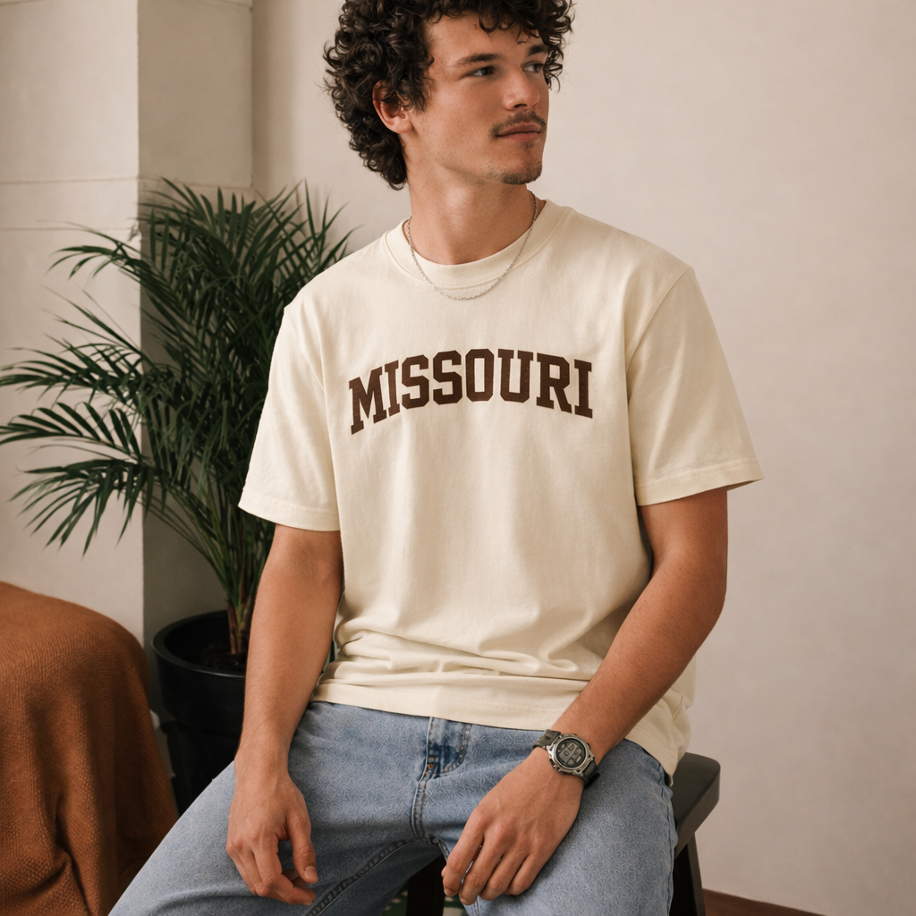 Missouri State Pride T-Shirt in Cream / Brown — lifestyle 2