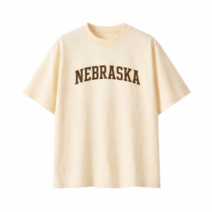 Nebraska State Pride T-Shirt in Cream / Brown