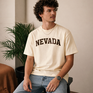Nevada State Pride T-Shirt in Cream / Brown — lifestyle 2