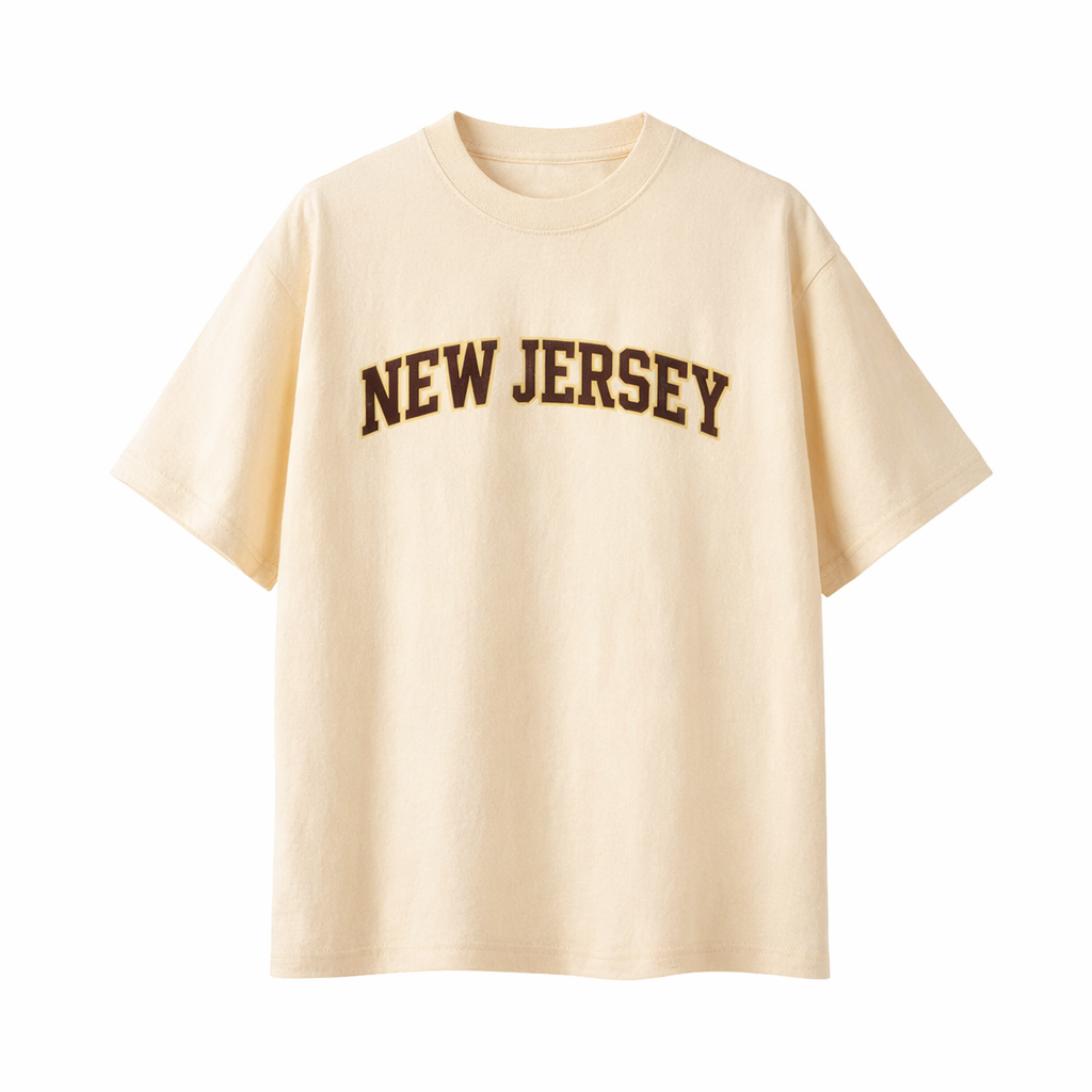 New Jersey State Pride T-Shirt in Cream / Brown