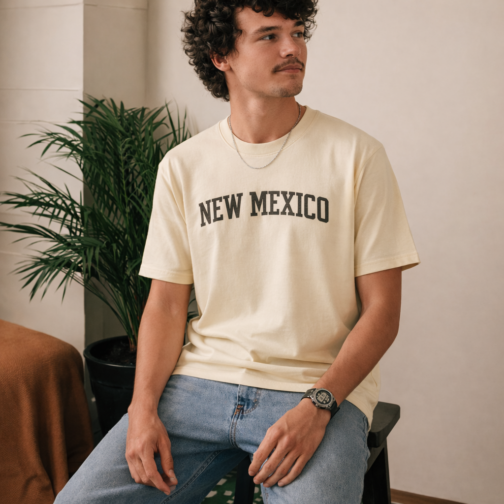 New Mexico State Pride T-Shirt in Cream / Brown — lifestyle 2