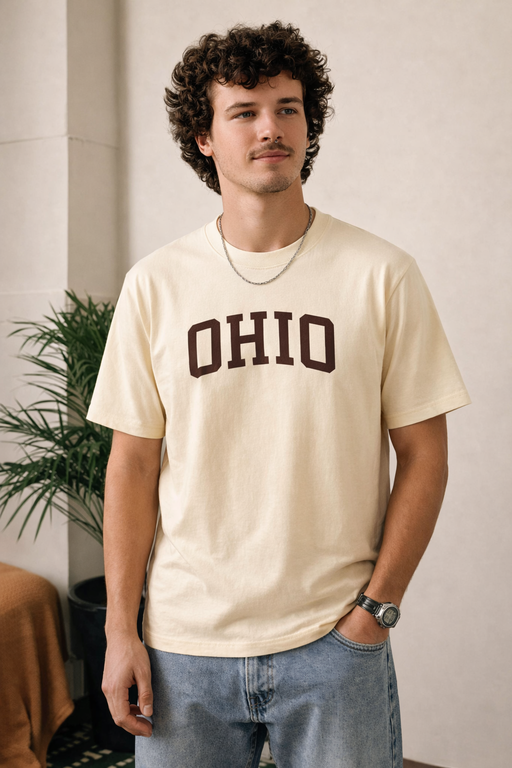 Ohio State Pride T-Shirt in Cream / Brown — lifestyle 1