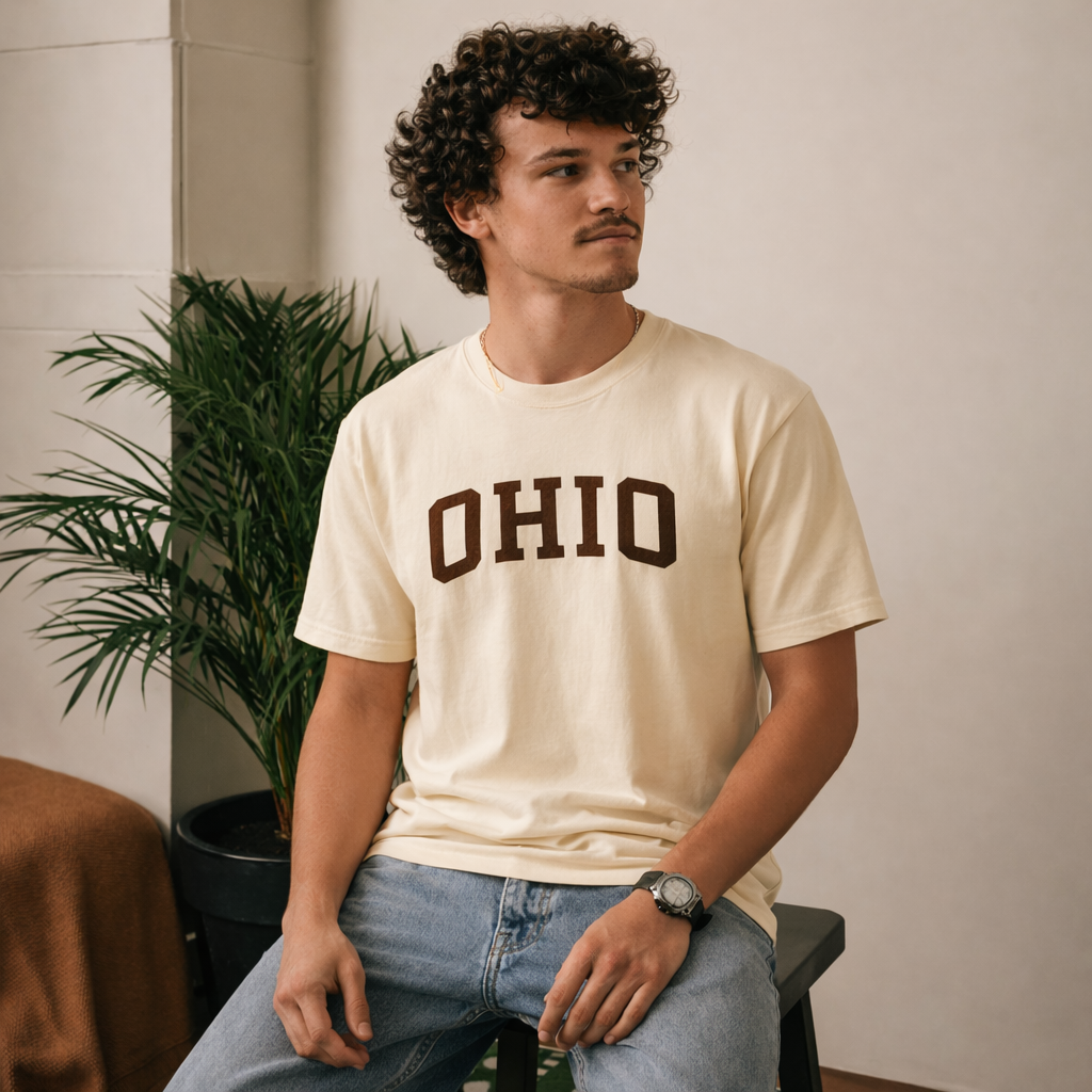 Ohio State Pride T-Shirt in Cream / Brown — lifestyle 2
