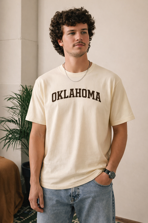 Oklahoma State Pride T-Shirt in Cream / Brown — lifestyle 1