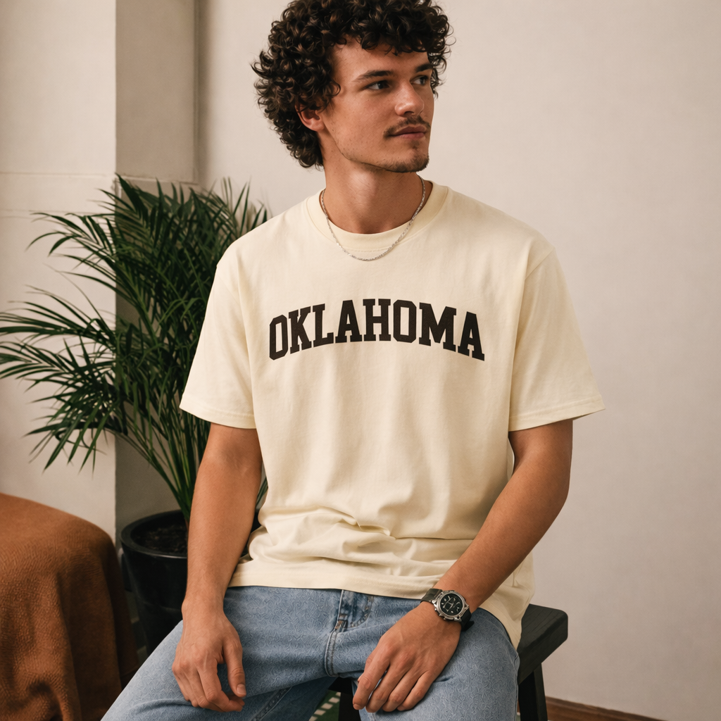 Oklahoma State Pride T-Shirt in Cream / Brown — lifestyle 2