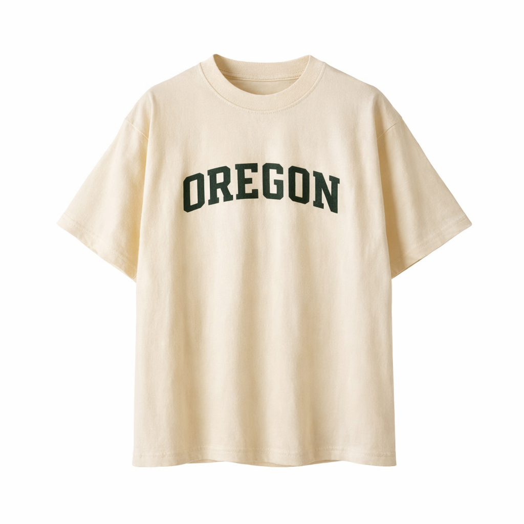 Oregon State Pride T-Shirt in Cream / Forest Green