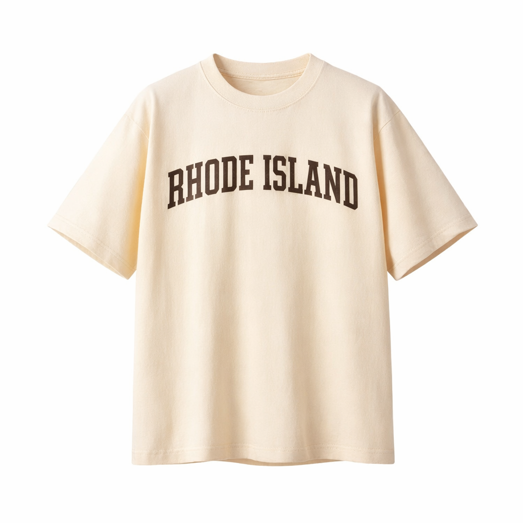 Rhode Island State Pride T-Shirt in Cream / Brown