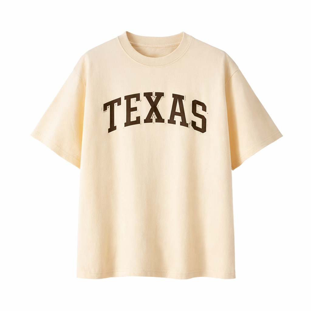 Texas State Pride T-Shirt in Cream / Brown